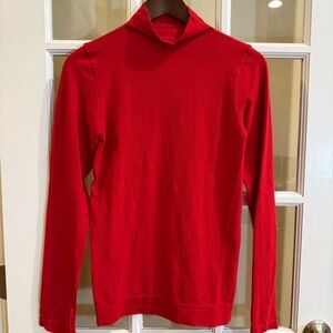 Athleta Red Remarkawool Mock Turtleneck Base Layer Women Medium Wool Blend